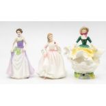 Three Royal Doulton lady figurines including Becky, Tender Moment and Jessica. Large crack & missing