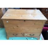 A pine pot cupboard along with pine Georgian blanket box, with two base drawers and internal