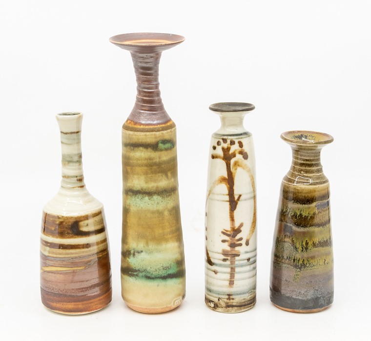 Mary Rich, Studio pottery. Four small bottle vases.