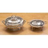 A late 19th/early 20th Century silver plated tureen and cover, of two handled form, together with