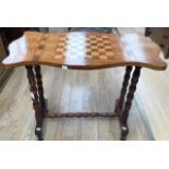 Victorian mahogany and oak games table, on turned legs