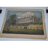 Three various etchings to include; inside view of the east end of Merton College Chapel, engraved by