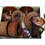 A Portmeirion Susan Williams Ellis brown glazed coffee set, comprising coffee pot, five coffee cups,