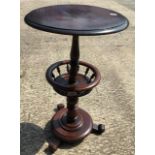 Victorian wooden sewing table, previous repair, 40cm diameter.