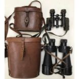 Two examples of early to mid 20th Century binoculars, cased