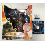 Dr Who Dalek, radio controlled, 12” tall, unused, flashing lights, speech, control unit with five