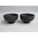 A Pair of Wedgwood Black Jasper footed Bowls with Acanthus borders Date: mid 20th century   WEDGWOOD