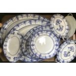 A Wood & Sons blue and white swag, circa 1915 including meat plates, dinner plates etc (two