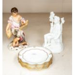 Royal Crown Derby figure of Summer second quality, unpainted porcelain figure of a boy and six