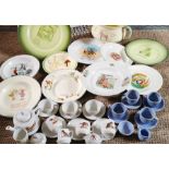 Nurseryware and children's tea sets. Quantity lot. Alphabet, nursery rhymes, animal transfer prints,