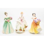 Collection of three Royal Doulton lady figurines to include Happy Birthday, Country Rose and Lesley.