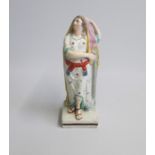 A Staffordshire Figure of Hope standing on a square base Date: circa 1825 Size: 6x6cm diameter, 18cm