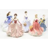 Five Coalport and Doulton figures