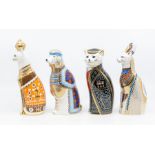 Three Royal Crown Derby Royal Cats including Siamese, Egyptian, Pearly King, plus a Royal Crown