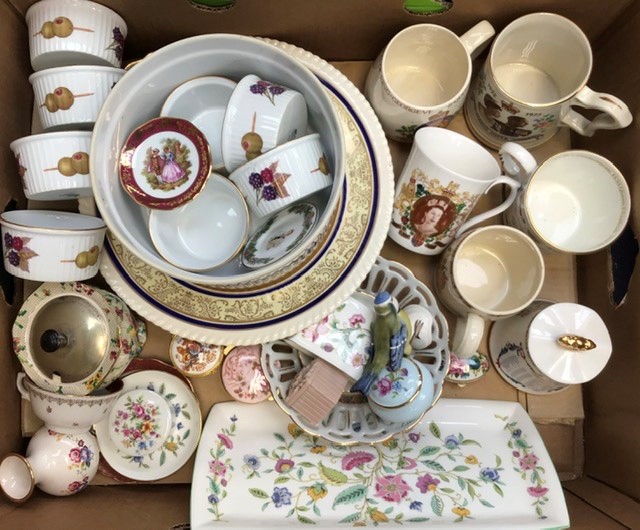 A collection of ceramics to include; Royal Worcester Evesham kitchen items, commemorative mug and