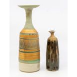 Mary Rich, Studio pottery. A bottle vase and a small bud vase.