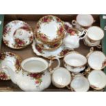 A mid 20th Century Royal Albert Old Country Rose tea set with teapot