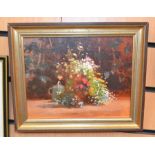 James D Preston, oil on board, depicting an impressionist flower scene, signed to lower right