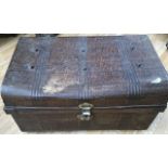 A Chinese style tin trunk, late 19th Century made in England, label to inside cover