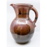 Studio pottery. A very large contemporary tenmoku glazedjug, unidentified  maker.