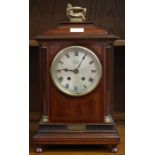 An early 20th Century W. Perry & Co. mahogany case eight day mantle clock, the silvered dial with