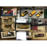 Die cast collection of vehicles including Lledo, Kyosho, etc. (1 box)