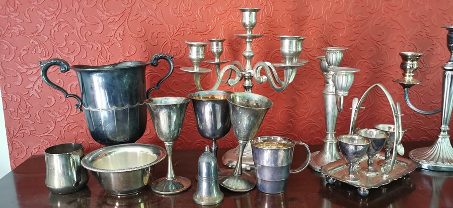 Quantity of plated table to include: candelabrum, jugs etc makers include Mappin and Webb, Falstaff, - Image 6 of 6