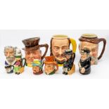 A collection of assorted jugs, including a Royal Doulton The Sea Captain, D6721 plus many others,