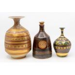 Mary Rich, Studio pottery. Three various bottle vases.