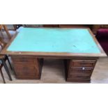 A large mahogany partners desk, drawers to either side, large leather insert, circa 1900, 78cm high,