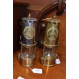 Two late 19th Century Eccles miners lamps, the name plates inscribed The Protector Lamp & Lighting