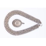 A Victorian fancy link silver chain, star cut links, glanular edge, width approx. 20mm, with a