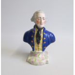 A Staffordshire Bust of George Washington, mounted on a painted marbleised plinth. Date: circa