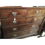 Late George III chest of four drawers, mahogany bracket feet, brass swing handles, 107cm high, 107cm