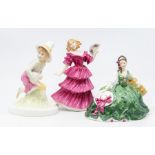 Three Royal Doulton figurines to include Jennifer, Elyse and Tom Tom the Pipers Son. Chip to one