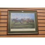 Max Brandrett, 'Striding to Victory', a limited edition print 373/850, signed by Pat Eddery,