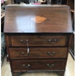 Edwardian, early 20th Century mahogany bureau, 97cm high, 76cm wide, 43cm deep