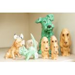 Collection of Sylvac dogs and cats, graduated set of four plus others.