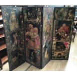 A late Victorian room screen decorated with Victorian scraps