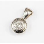 A diamond and 18ct white gold  pendant, doughnut setting, diamond weight approx.  approx 0.15ct,