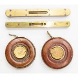 Two vintage brass-mounted wooden spirit levels, the first mahogany and by W.R.Warner, 20.5cm long,