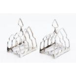 A pair of George V sterling silver four tier toast racks, by James Dixon & Sons Ltd, Sheffield 1936,