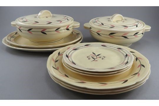 An early twentieth century Art Deco hand-painted Bristol Pountney & Co Modern Bristol part service, - Image 2 of 2