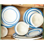 A TG Green & Co blue and white Cornish ware dinner wares, to include; three bowls, two serving