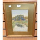 William E. Pimm, river landscape, signed and dated 1922 l.r., framed & glazed, 26.5cm by 18cm.
