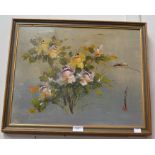 20th Century Chinese School, Still life of flowers, oil on canvas, signed