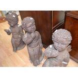 20th Century set of 3 cast iron cherubs