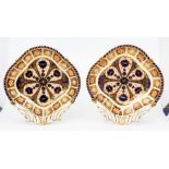 A pair of Royal Crown Derby 1128 pattern shell dishes, both first quality, no chips or cracks