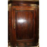 A group of furniture including: 19th Century inlaid oak corner cabinet, raised cornice above diamond