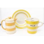 A TG Green collection of yellow and mustard coloured Cornish ware, comprising mustard coffee pot,